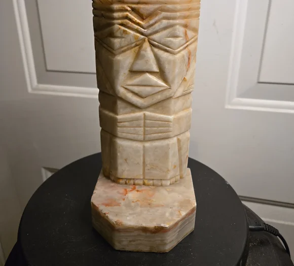 Carved Stone Sculpture Book End - Cream and Brown - Picture 1 of 10